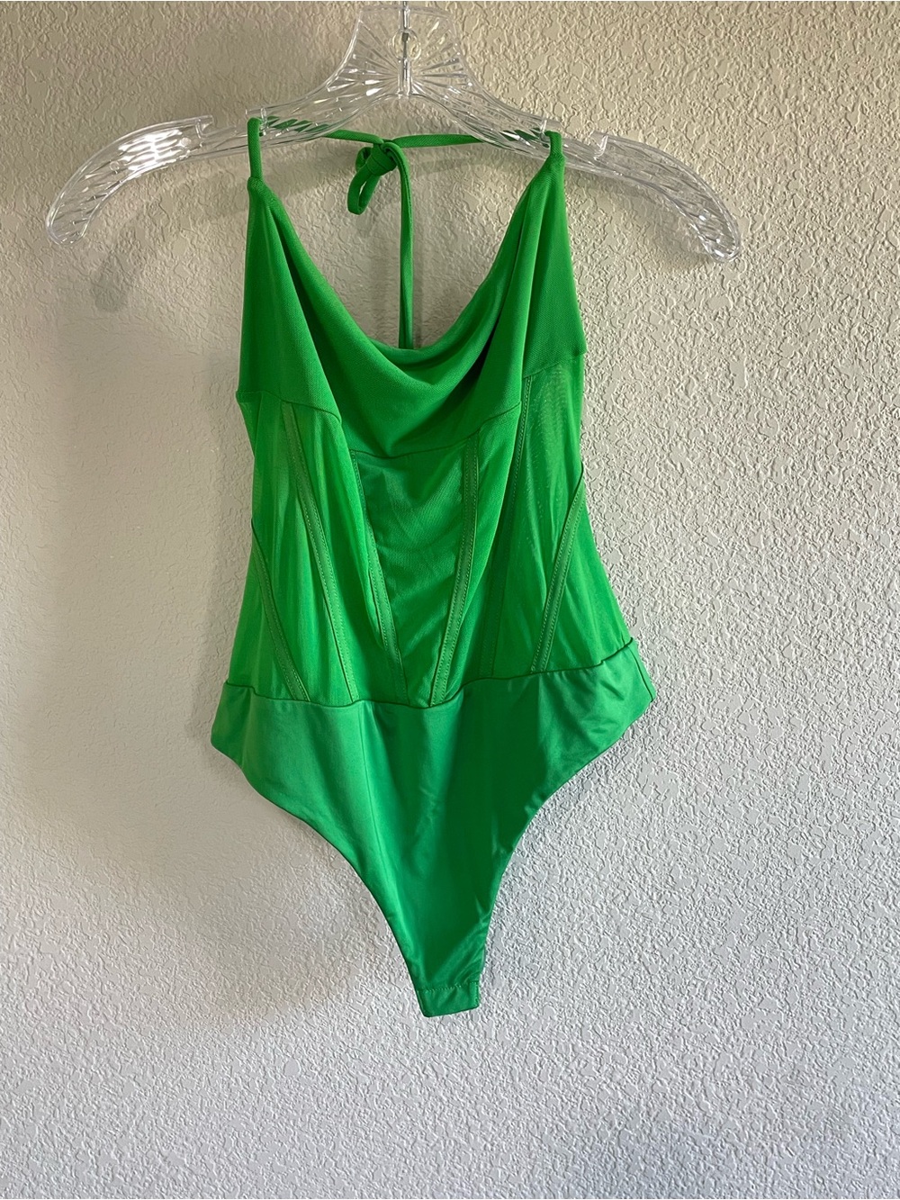 MAJORELLE Bright Green Sheer Bodysuit NWT
